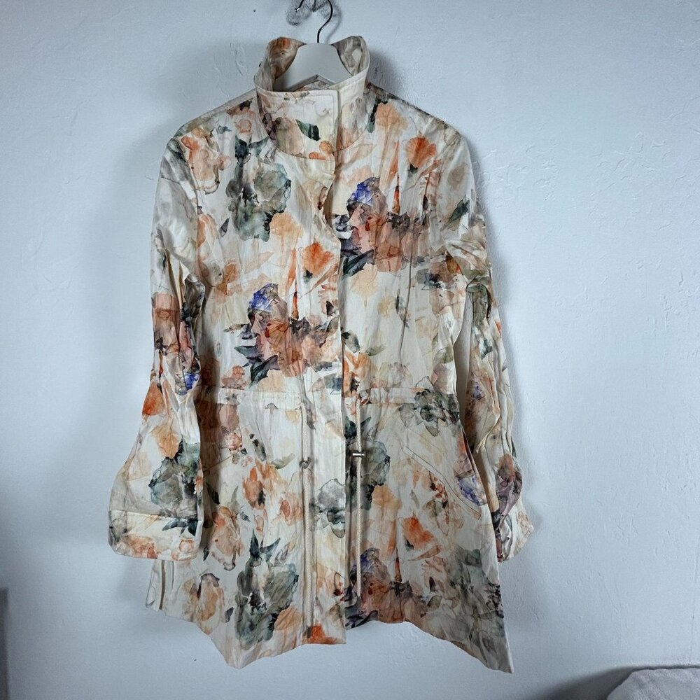 Peruvian Connection Garden District Anorak Jacket Medium Floral Metallic New